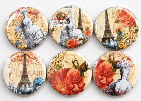 Paris & Marie Antoinette Set of Six Magnets - Kelly's Handmade