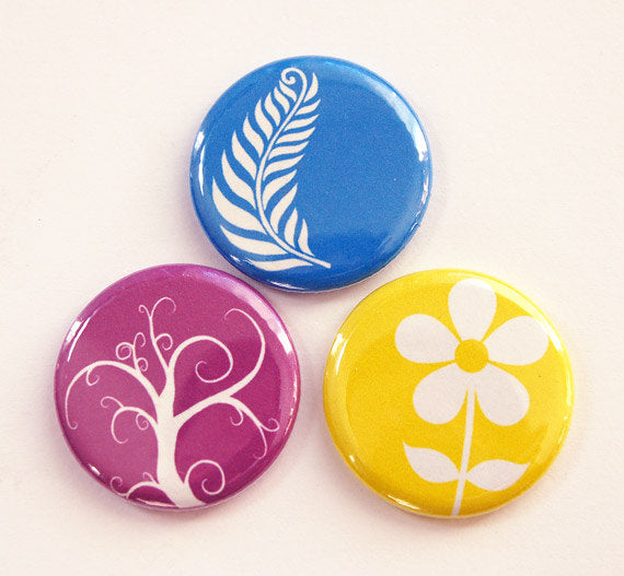 Floral Set of Six Magnets in Bright Colors - Kelly's Handmade