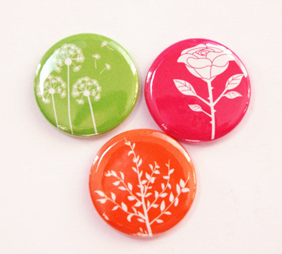 Floral Set of Six Magnets in Bright Colors - Kelly's Handmade