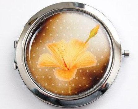 Lily Polka Dot Compact Mirror in Yellow & Brown - Kelly's Handmade