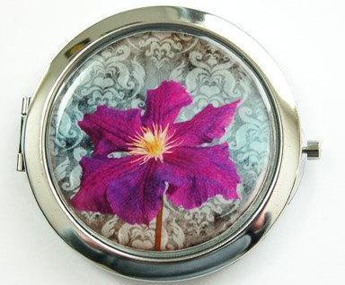 Flower Compact Mirror in Purple & Grey - Kelly's Handmade