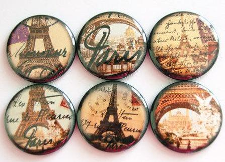 Paris Eiffel Tower Set of Six Magnets - Kelly's Handmade