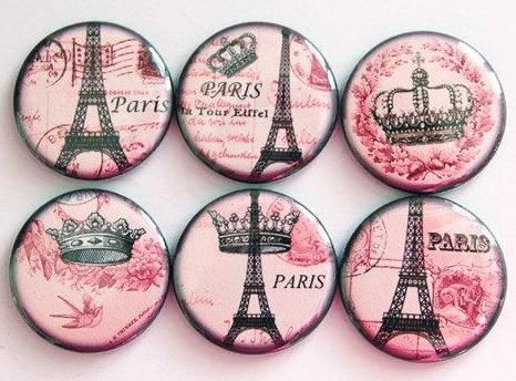 Paris in Pink Set of Six Magnets - Kelly's Handmade