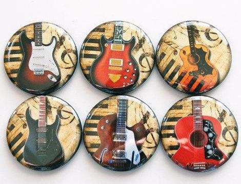 Guitar Music Set Of Six Magnets - Kelly's Handmade
