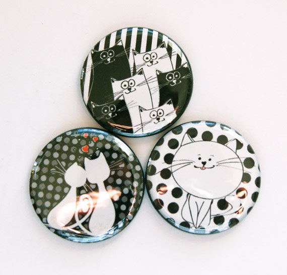 Cats in Black & White Set of Six Magnets - Kelly's Handmade