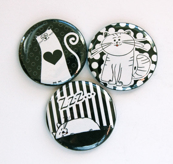 Cats in Black & White Set of Six Magnets - Kelly's Handmade