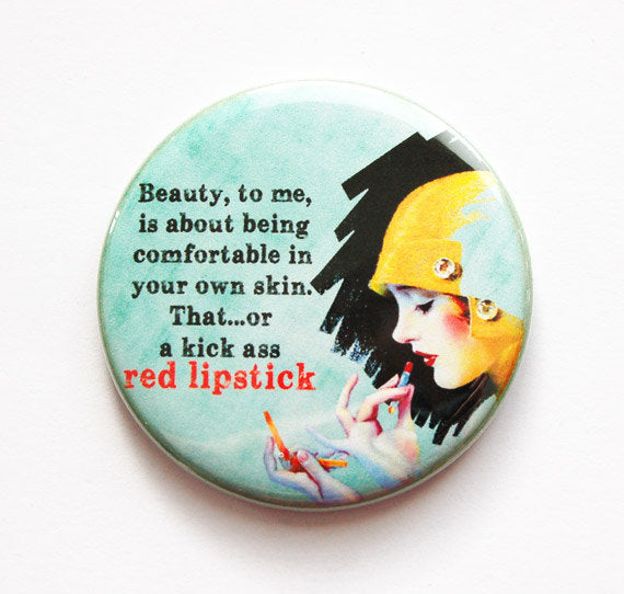 Pocket mirror, mirror, funny pocket mirror, humor, beauty, purse mirror, funny saying, sassy women, red lipstick, retro (3478) - Kelly's Handmade