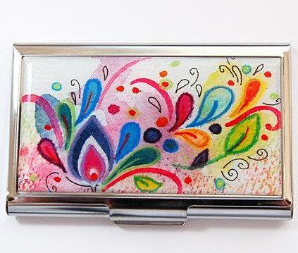 Floral Abstract Business Card Case - Kelly's Handmade