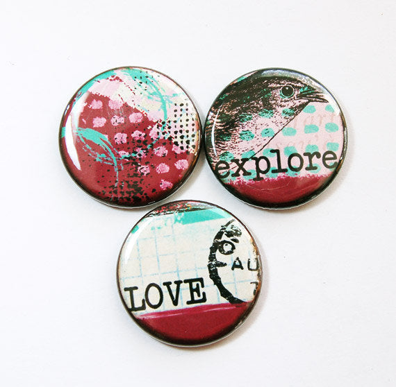 Love Explore Discover Set Of Six Magnets - Kelly's Handmade