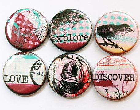 Love Explore Discover Set Of Six Magnets - Kelly's Handmade