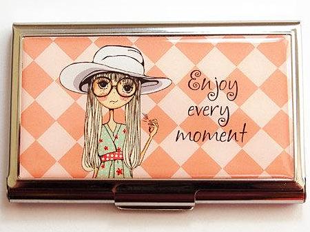 Enjoy Every Moment Business Card Case - Kelly's Handmade
