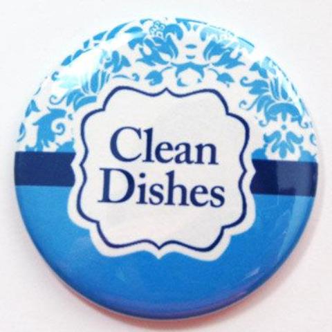 Damask Clean Dishes Dishwasher Magnet in Blue - Kelly's Handmade
