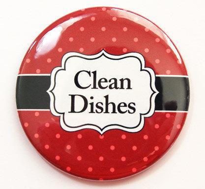 Polka Dot Clean Dishes Dishwasher Magnet in Red - Kelly's Handmade