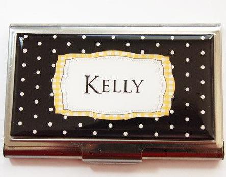 Polka Dot Business Card Case in Black - Kelly's Handmade