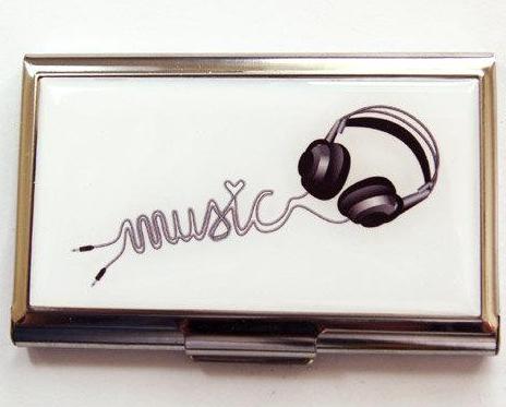Music Headphones Business Card Case - Kelly's Handmade