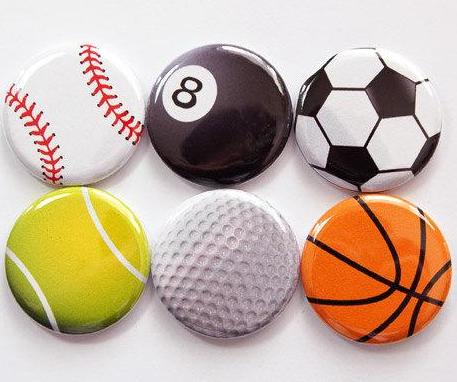 Sports Balls Set of Six Magnets - Kelly's Handmade