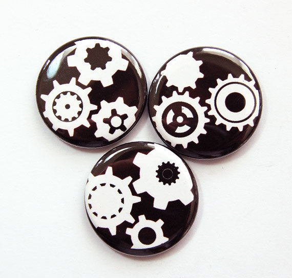 Gears To You! Set of Six Magnets - Kelly's Handmade