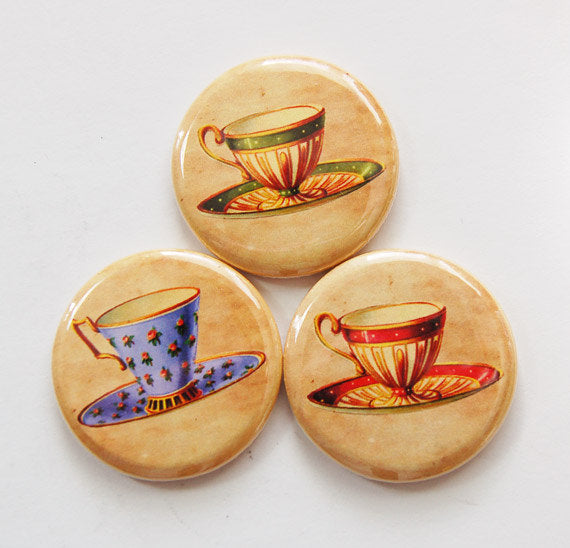 Tea Cups Set of Six Magnets - Kelly's Handmade