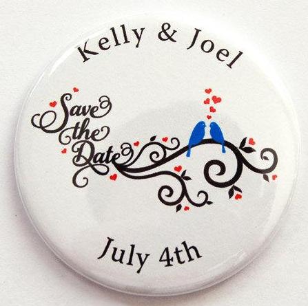 Love Birds Round Save the Date Magnets - Kelly's Handmade
