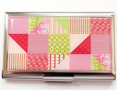 Patchwork Sewing Needle Case in Pink & Green - Kelly's Handmade