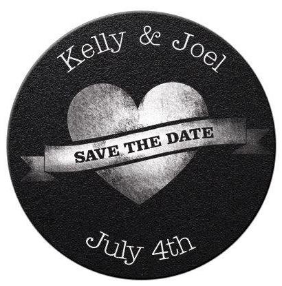 Faux Chalkboard Heart Save The Date Magnets - Kelly's Handmade