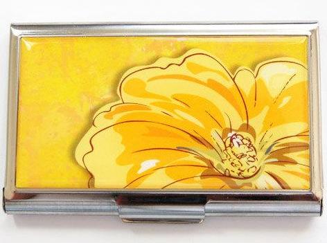 Flower Business Card Case in Yellow - Kelly's Handmade
