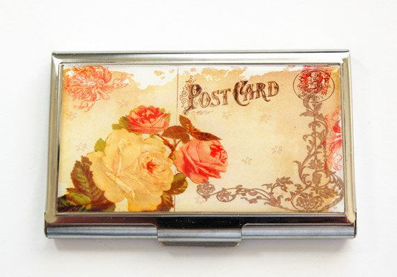 Business card holder, Card case, Roses, Flower card case, Business Card Case, Rose business card case, floral case, Kellys Magnets (3801) - Kelly's Handmade