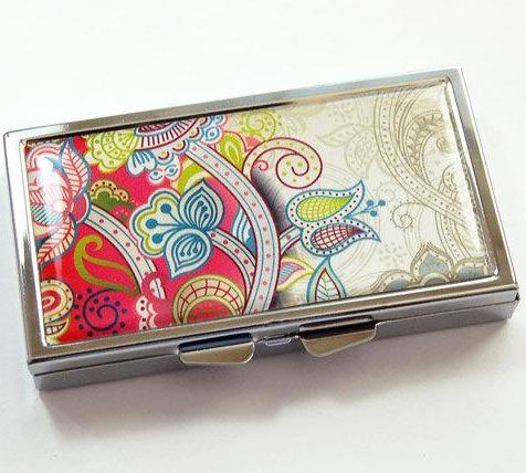 Paisley Print 7 Day Pill Case in Pink - Kelly's Handmade