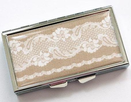 Burlap & Lace 7 Day Pill Case - Kelly's Handmade