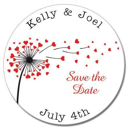 Flower Hearts Round Save The Date Magnets - Kelly's Handmade