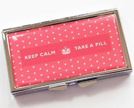 Keep Calm 7 Day Pill Case in Pink Polka Dot - Kelly's Handmade