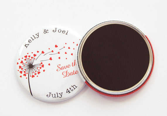 Flower Hearts Round Save The Date Magnets - Kelly's Handmade