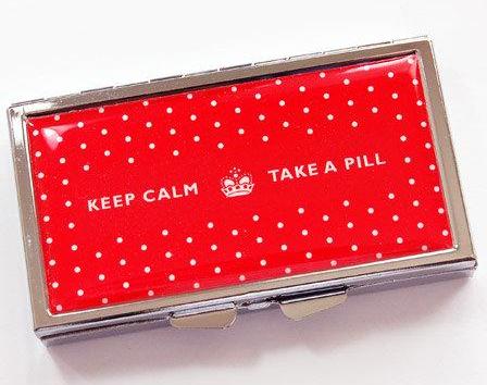 Keep Calm 7 Day Pill Case in Red Polka Dot - Kelly's Handmade