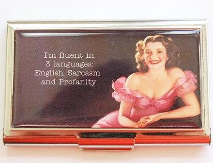 English Sarcasm & Profanity Business Card Case - Kelly's Handmade