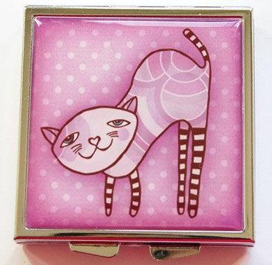 Cat Square Pill Case in Pink - Kelly's Handmade