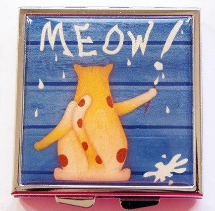 Meow Cat Square Pill Case - Kelly's Handmade
