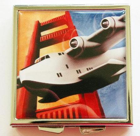 Airplane Golden Gate Bridge Square Pill Case - Kelly's Handmade