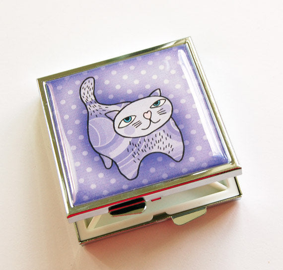 Cat Square Pill Case in Purple - Kelly's Handmade