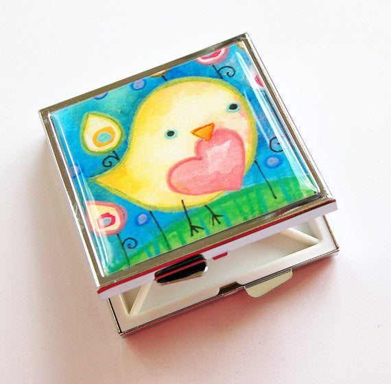 Bird With Heart Square Pill Case - Kelly's Handmade