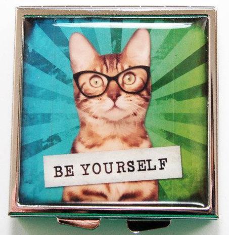 Be Yourself Cat Square Pill Case - Kelly's Handmade