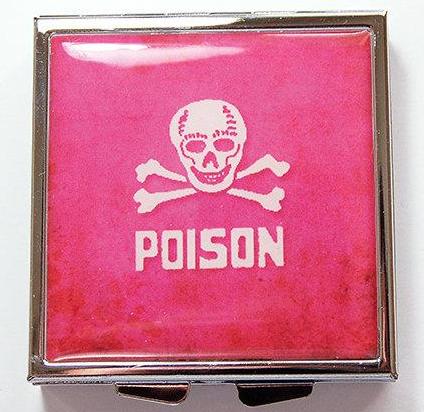 Poison Square Pill Case in Pink - Kelly's Handmade
