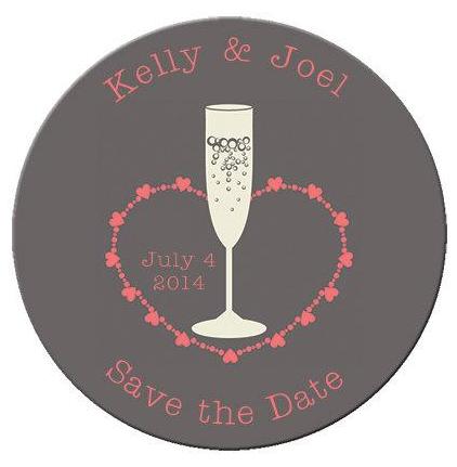 Champagne & Heart Save the Date Magnet - Kelly's Handmade