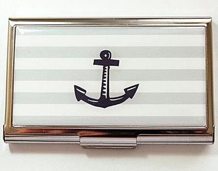 Anchor Striped Business Card Case - Kelly's Handmade