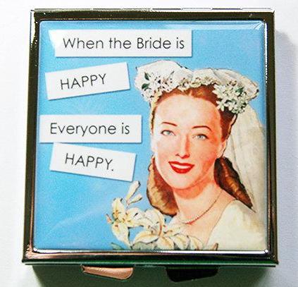 Bride Is Happy Something Blue Square Pill Case - Kelly's Handmade