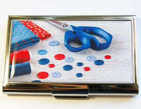 Notions Sewing Needle Case in Blue & Red - Kelly's Handmade