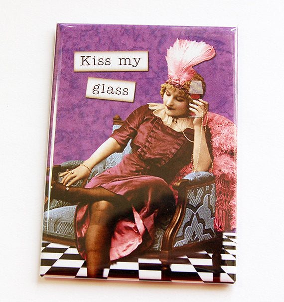 Kiss My Glass Funny Rectangle Magnet - Kelly's Handmade