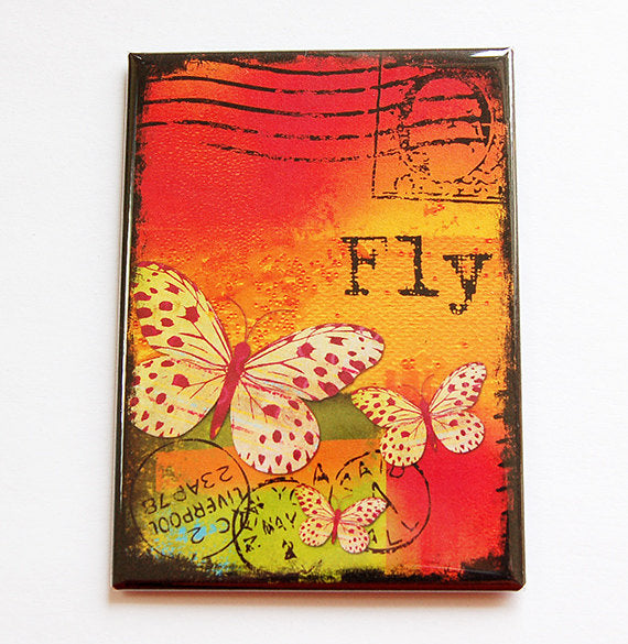 Fly Butterfly Rectangle Magnet - Kelly's Handmade