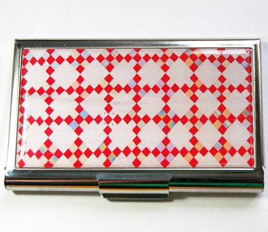 Patchwork Quilt Sewing Needle Case in Red & White - Kelly's Handmade