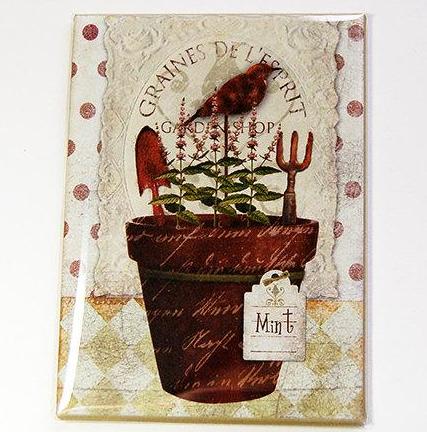 Mint Herb Garden Rectangle Magnet - Kelly's Handmade