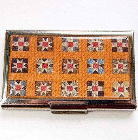 Quilt Squares Sewing Needle Case in Orange - Kelly's Handmade